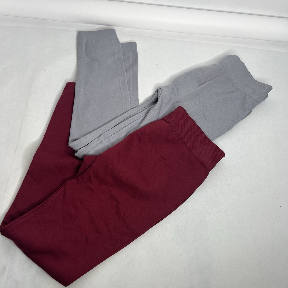 Coco Limon S/M Leggings Footless Gray‎ Burgundy